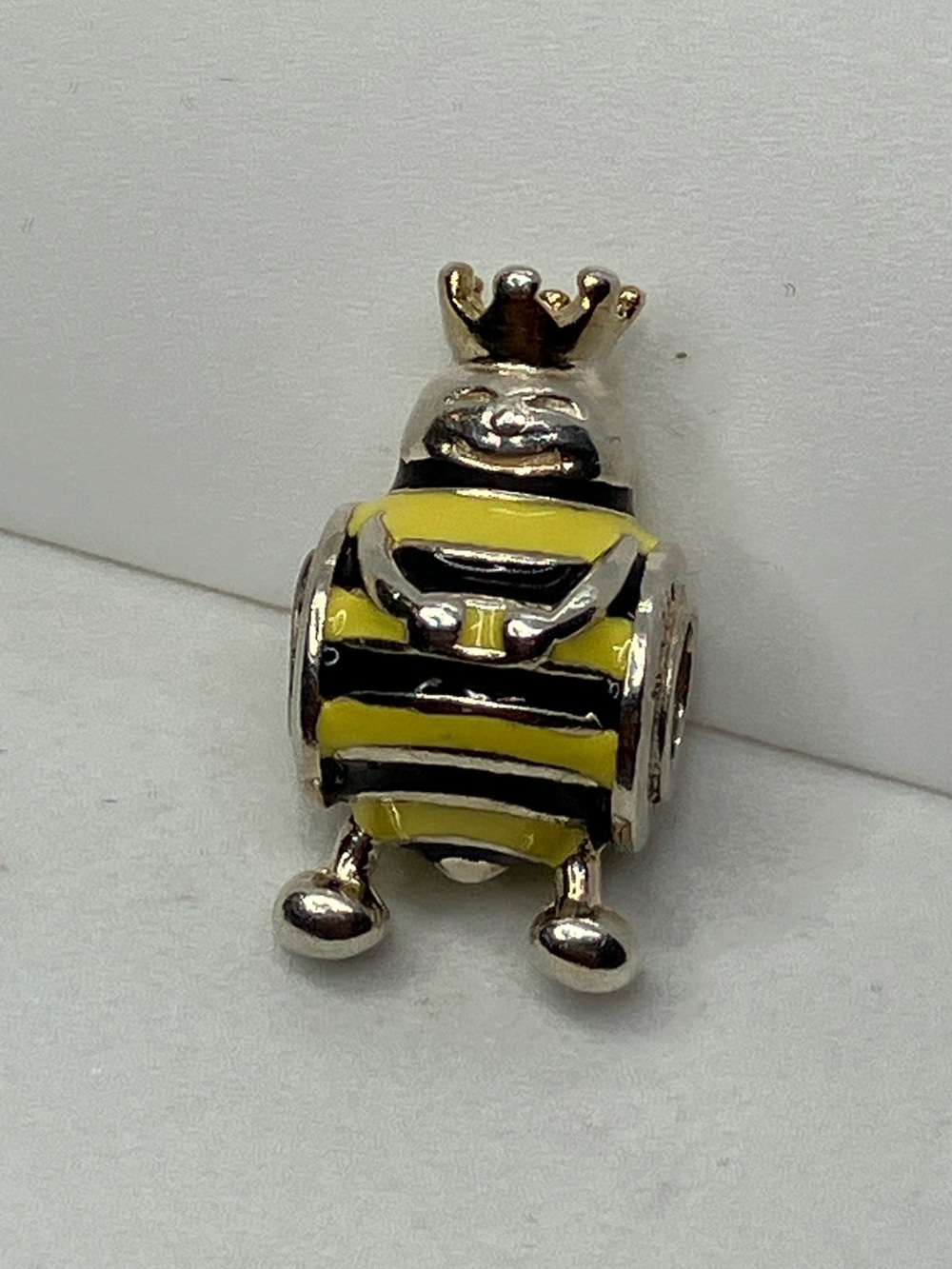 Halia 925 Sterling Silver & Black w Yellow Enamel Queen Bee Charm
